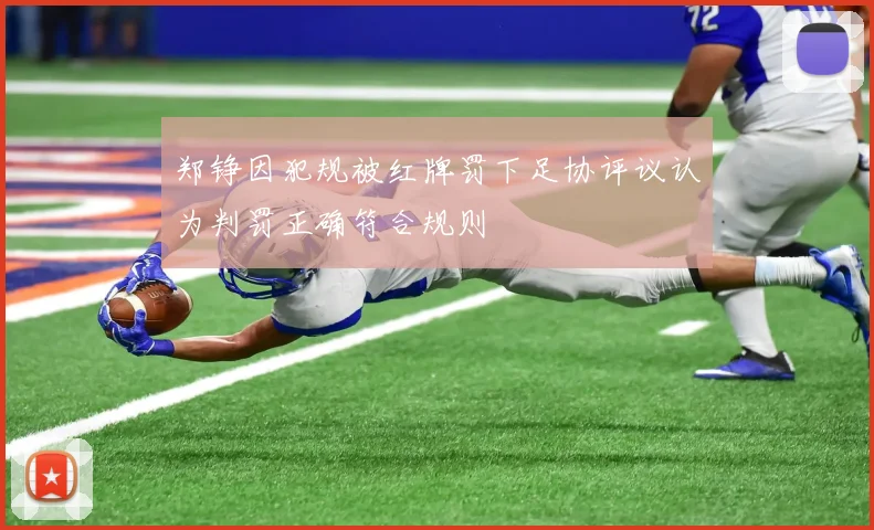 郑铮因犯规被红牌罚下足协评议认为判罚正确符合规则